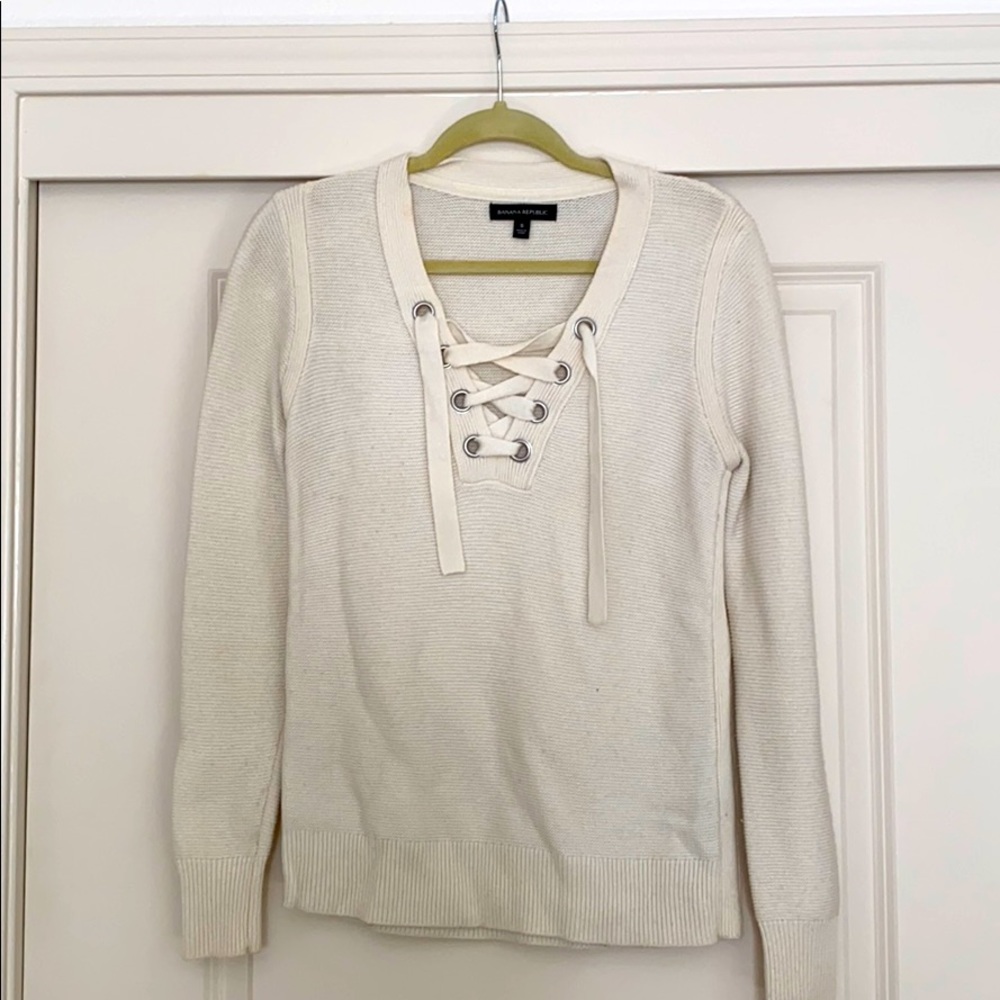 Lace up pullover sweater